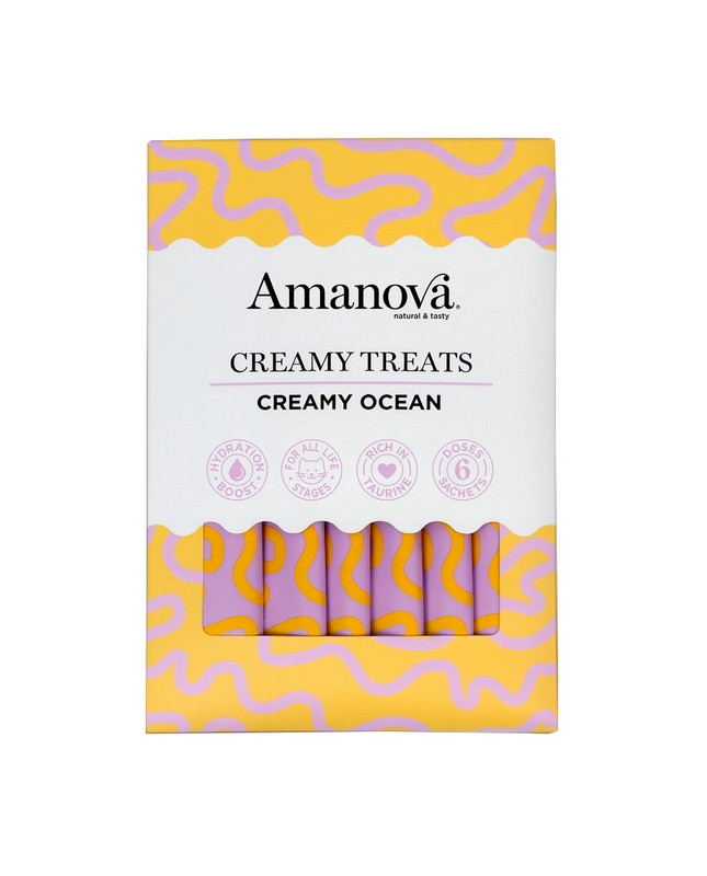 Amanova Cat Creamy Treats  Creamy Ocean Tuna & Goat Milk - Tuńczyk I Mleko Kozy 6X15G