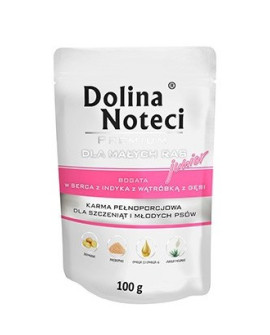 Dolina Noteci Premium Pies Junior Serca indyka i wątróbka z gęsi saszetka 100g