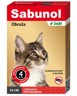 Sabunol Obroża przeciw pchłom dla kota czerwona 35cm